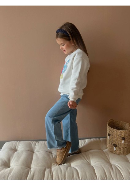 Inebolu Kids Yes Nakışlı 3 Iplik Şardonlu Kot Sweatshirt 2 Li Takım Kız Çocuk fiyatları