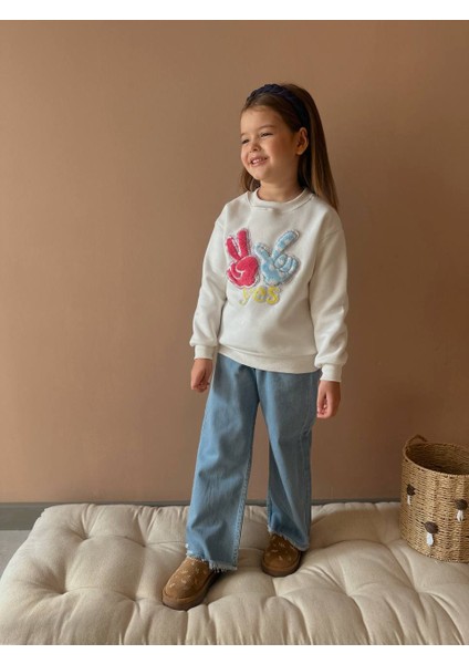 Inebolu Kids Yes Nakışlı 3 Iplik Şardonlu Kot Sweatshirt 2 Li Takım Kız Çocuk fırsatları