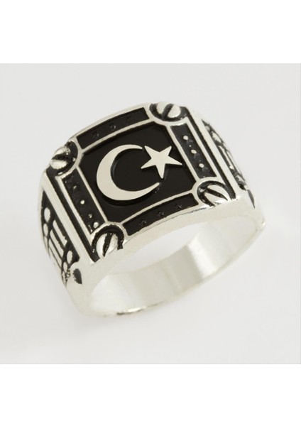 Ay Yıldız Metal Erkek Yüzük