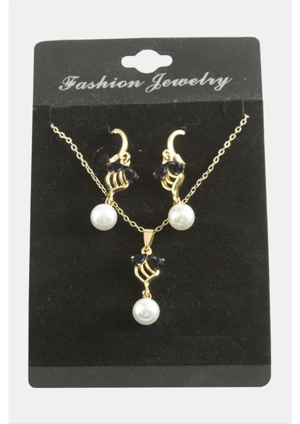 Çiçek Inci Zirkon Taşlı Set Kolye