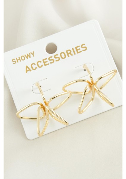 Çiçek Oval Metal Küpe