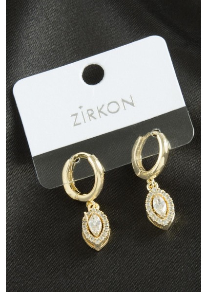 Oval Zirkon Taşlı Küpe