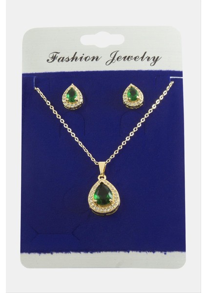 Damla Zirkon Taşlı Set Kolye