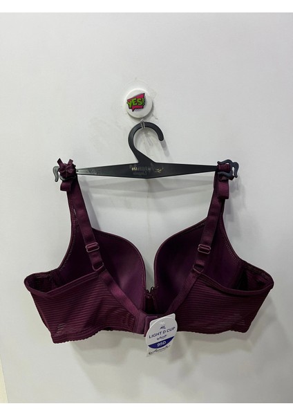 Kadın Çizgi Desenli D Cup Toparlayıcı Bordo Sütyen fiyatları