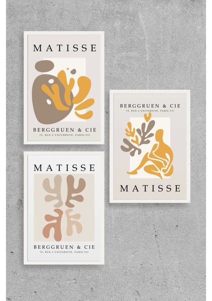 Matisse Üçlü Ahşap Çerçeveli Tablo