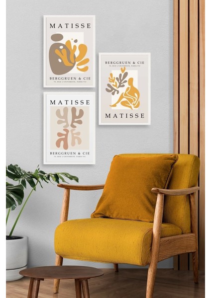 Matisse Üçlü Ahşap Çerçeveli Tablo modelleri