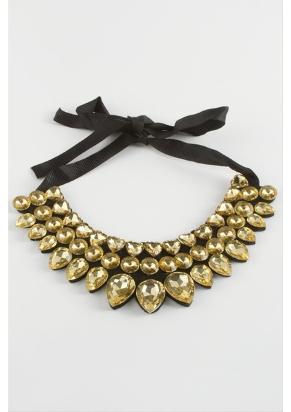 Oval Taşlı Yaka Kolye