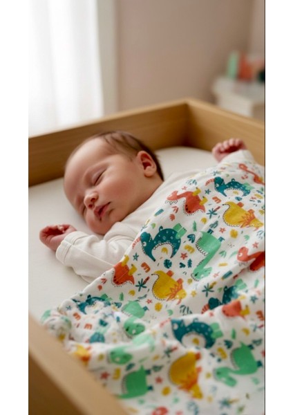Dinozor Desenli 2 Katlı %100 Pamuk Müslin Bebek Seti (5'li Set) fiyatları