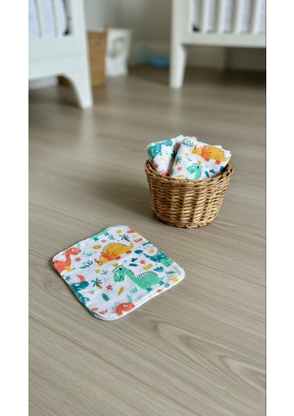 Dinozor Desenli 2 Katlı %100 Pamuk Müslin Bebek Seti (5'li Set) modelleri