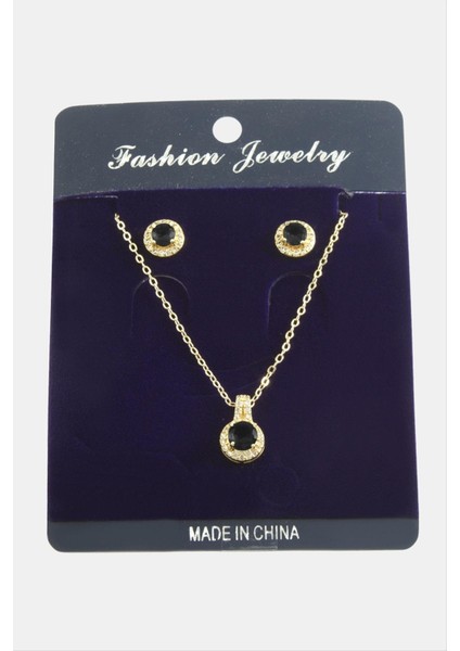 Yuvarlak Zirkon Taşlı Set Kolye