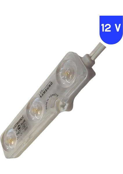 12 Volt Samsung 1.08 Watt 3 Lensli Naturel Beyaz 4000K 2835 Smd LED Modül IP65 10 Adet Modül