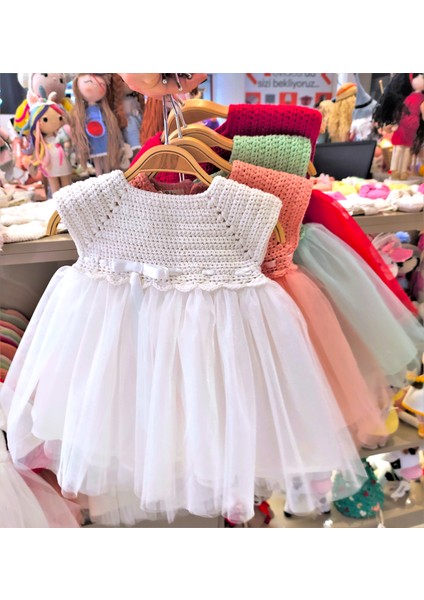 El Örgüsü %100 Pamuk Yeşil Kolsuz Tütü Elbise modelleri