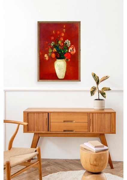 Vazoda Çiçek Ahşap Çerçeveli Tablo modelleri