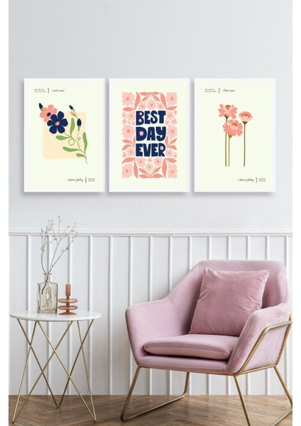 Soyut Üçlü Ahşap Çerçeveli Tablo