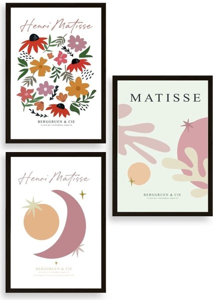 Matisse Üçlü Ahşap Çerçeveli Tablo