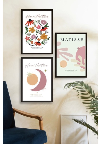 Matisse Üçlü Ahşap Çerçeveli Tablo fiyatları