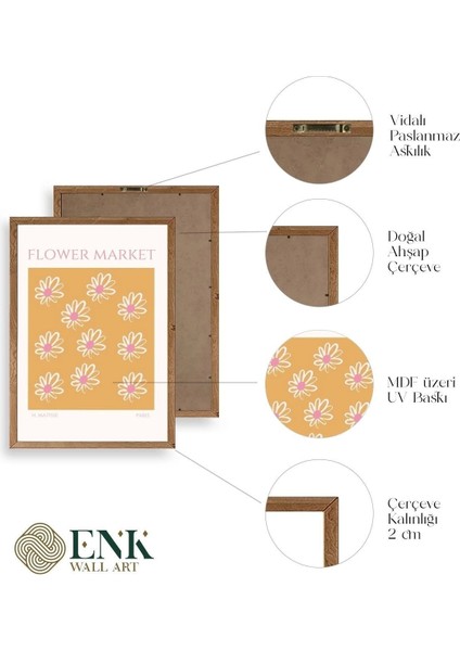 Çiçek Pazarı Ahşap Çerçeveli Tablo fırsatları