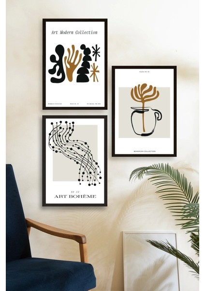 Üçlü Ahşap Çerçeveli Tablo fiyatları