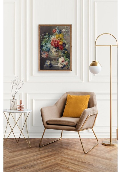 Vazodaki Çiçek Buketi Ahşap Çerçeveli Tablo fiyatları