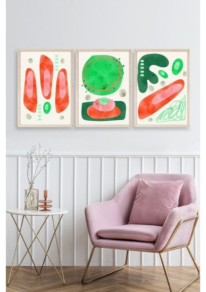 Düşündüren Şekiller Üçlü Ahşap Çerçeveli Tablo fiyatları