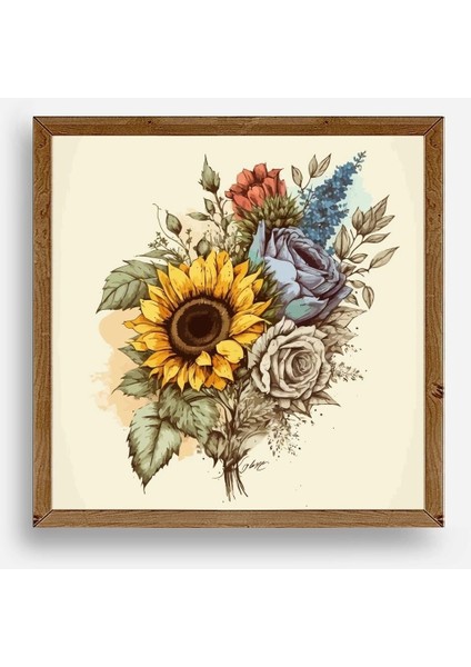 Ayçiçeği Ahşap Çerçeveli Tablo