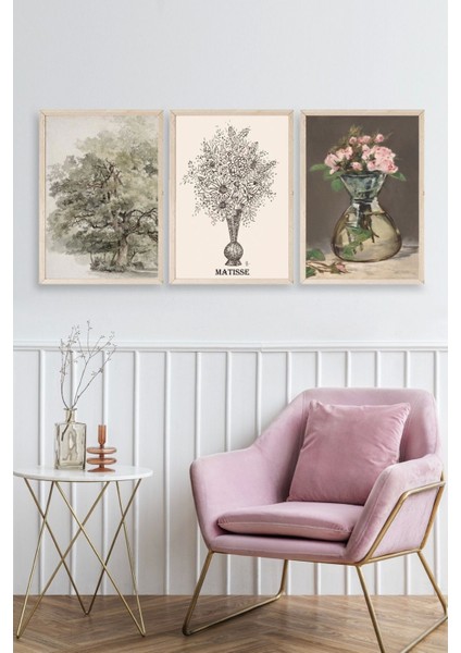 Matisse Üçlü Ahşap Çerçeveli Tablo fiyatları