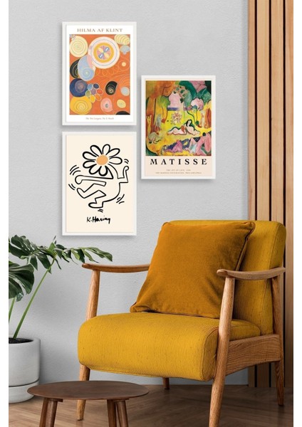 Ünlü Tablolar Üçlü Ahşap Çerçeveli Tablo modelleri