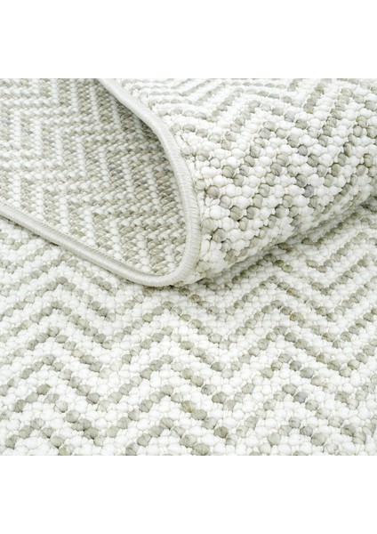 Olinda 1112 Yeşil Halı Iskandinav Desenli Yumuşak Bukleli Dokuma Bohem Ince Yazlık Ev Salon Halısı