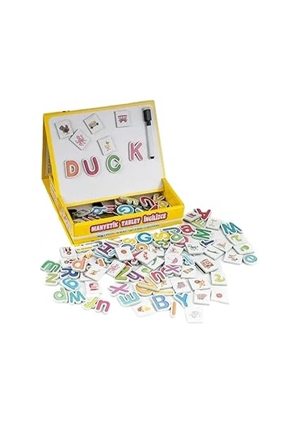 Oyuncak Ingilizce Manyetik Tabletli Silinebilir Kalemli 79 Parça Eğitici Ingilizce Harf Seti - Yazı