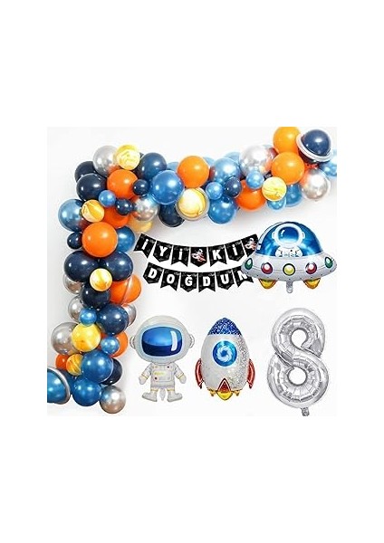 Uzay Temalı Doğum Günü Parti Seti, Dekorasyon ve Kutlama Malzemeleri (8)