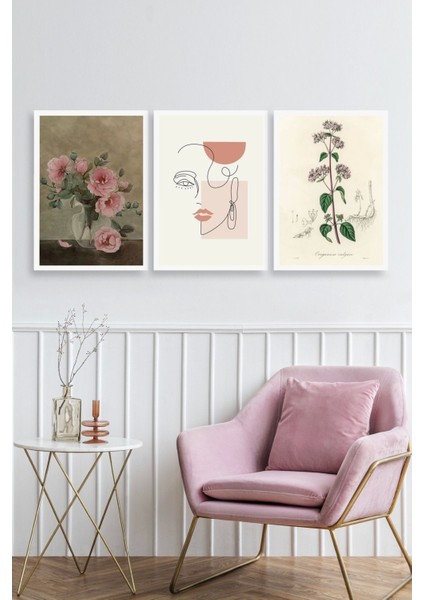 Çiçek Üçlü Ahşap Çerçeveli Tablo fiyatları