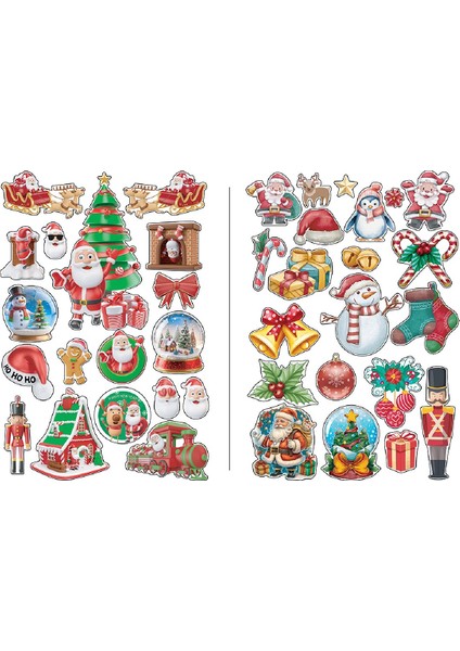 Yılbaşı Temalı, Kış Konseptli Karlı Soft Renklerde Sticker Seti, Yeni Yıl Süsleme Sticker Seti fiyatları