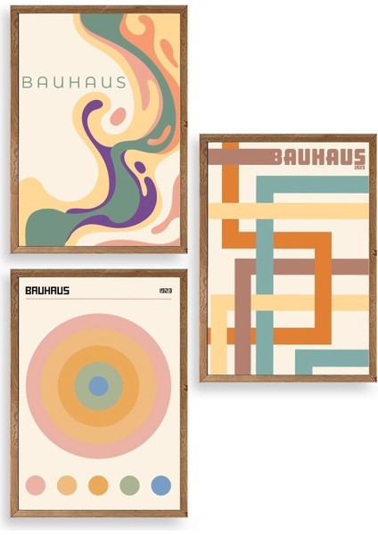Bauhaus Üçlü Ahşap Çerçeveli Tablo