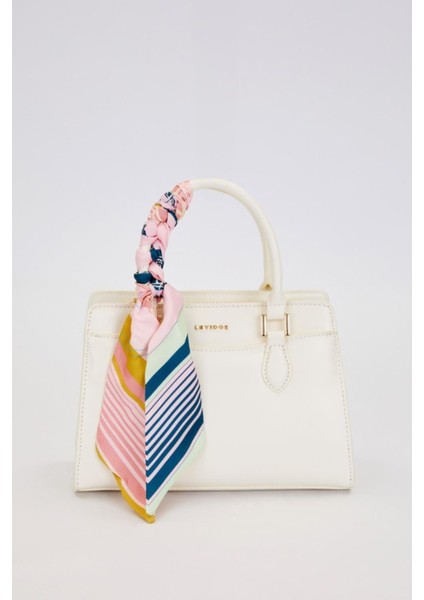 Beyaz Fular Askı Süslü Omuz Çantası -930347