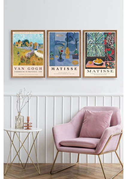 Ünlü Tablolar Üçlü Ahşap Çerçeveli Tablo fiyatları