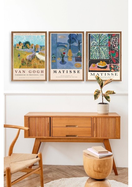 Ünlü Tablolar Üçlü Ahşap Çerçeveli Tablo modelleri