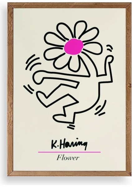 Soyut Çiçek Adam Ahşap Çerçeveli Tablo