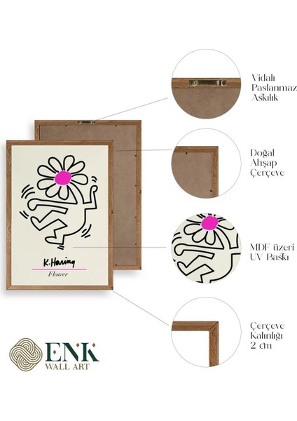 Soyut Çiçek Adam Ahşap Çerçeveli Tablo fırsatları