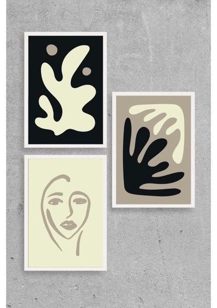 Soyut Üçlü Ahşap Çerçeveli Tablo