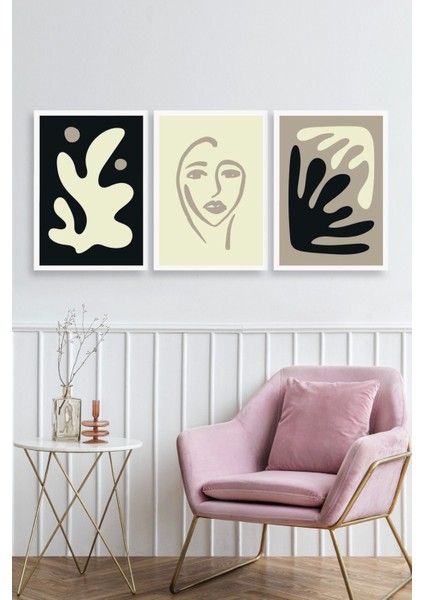 Soyut Üçlü Ahşap Çerçeveli Tablo fiyatları