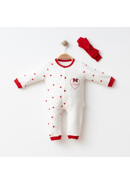 Yeni Doğan Kız Bebel 6-9-12 Ay Fiyonklu Kalp Baskılı Angel Tulum fiyatları