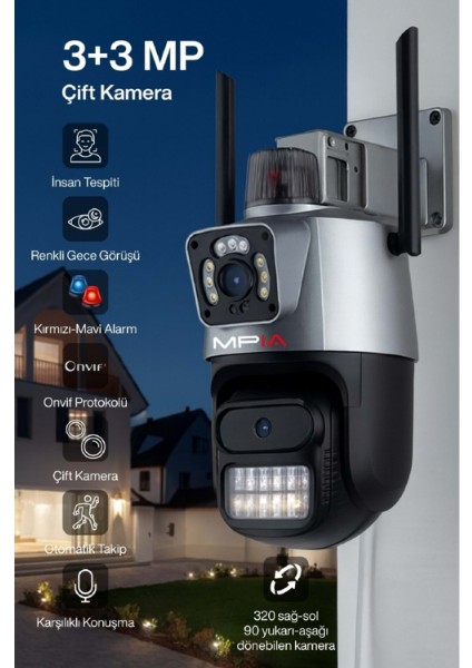 3 Mp + 3 Mp Çift Lens Wi-Fi Tf Kart Girişli Güvenlik Kamerası modelleri