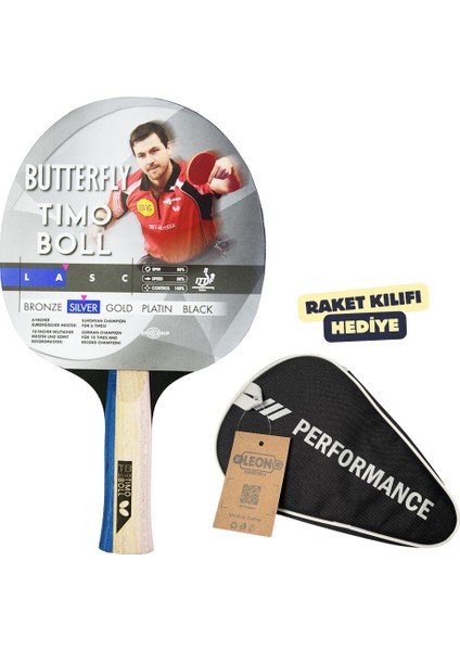 Timo Boll Silver Masa Tenisi Raketi ITTF Onaylı - Raket Kılıflı