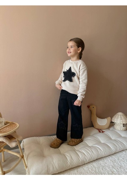 Inebolu Kids Yıldız Çıkartmalı Şardonlu Kot Sweatshirt Takım Kız Çocuk fiyatları