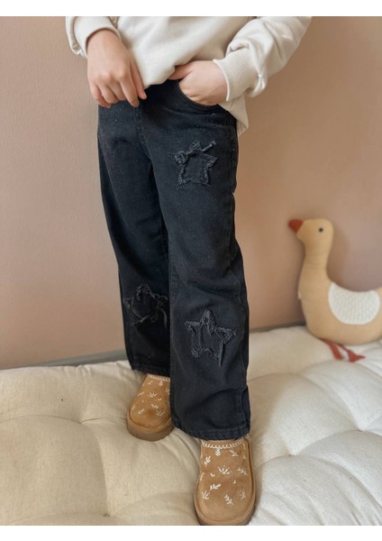 Inebolu Kids Yıldız Çıkartmalı Şardonlu Kot Sweatshirt Takım Kız Çocuk indirimleri