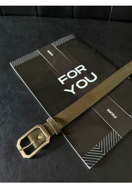 Süet Köşeli Toka Kadın Kemeri, Pantolon Kemeri, Ceket Kemeri, Elbise Kemeri