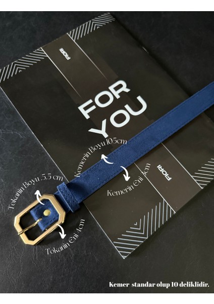 Süet Köşeli Toka Kadın Kemeri, Pantolon Kemeri, Ceket Kemeri, Elbise Kemeri