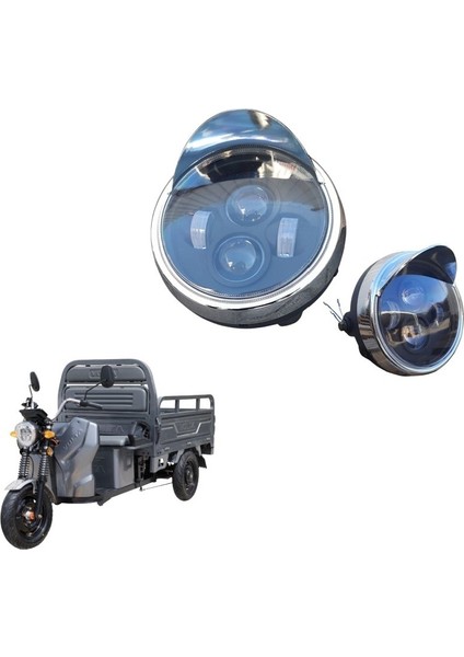Vt5 Elektrikli Üç Tekerlekli Kasalı - Ön Far LED Mercekli