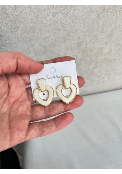 Küpe Rodyum Kaplama Şıkve Trend Ecru Detaylı Kaplama Şık 14 K Renk Küpe modelleri