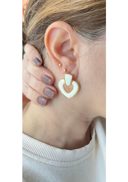 Küpe Rodyum Kaplama Şıkve Trend Ecru Detaylı Kaplama Şık 14 K Renk Küpe fırsatları